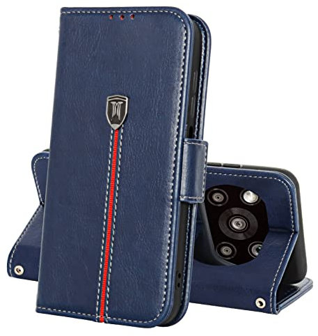 Hülle für Xiaomi Poco X3 Pro/Poco X3 NFC, PU Leder Etui Klappbar mit Standfunktion, Handyhülle Kartenfach, Magnetverschluss, Brieftasche Case, Flip Wallet Poco X3 Pro/Poco X3 NFC Cover, Blau