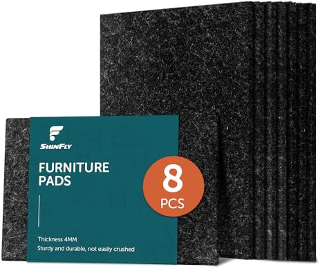 shinfly 5mm Filzgleiter Selbstklebend 8 Stück - (20x15cm) Möbelgleiter Filz Selbstklebend Zuschneiden, wie Sie möchten, Filzgleiter für Stühle Möbel Fußboden Stuhlbein (Schwarz)