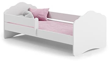 MEBLEKO Letto per bambini FALA bianco 160x80 ringhiera, materasso, telaio
