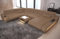 Sofa Dreams Wohnlandschaft Concept XXL U Form Ledersofa - mit LED & USB, ergonomische Rückenlehnen, Recamiere (Ottomane rechts, Sandbeige)