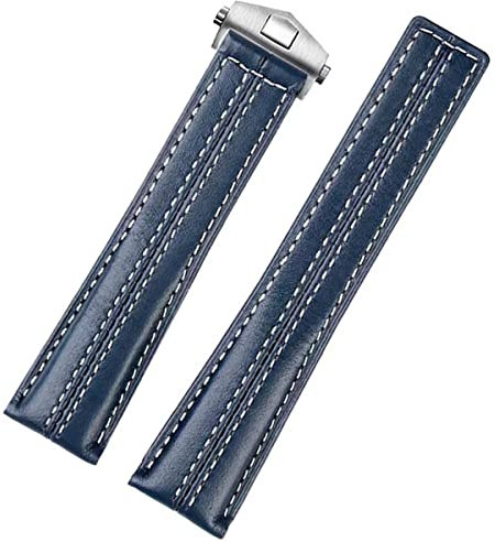 FOUUA Uhrenarmband 22mm for TAG Heuer Leder Echtleder-Uhrenarmband im Krokodil-Stil mit blauen Nähten Armband for TAG Heuer Carrera Aquarace Monaco Serie