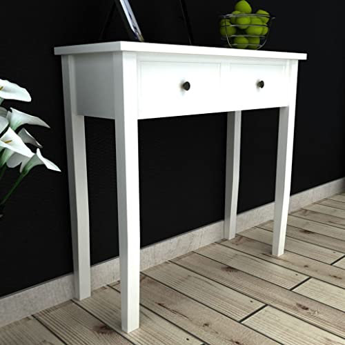 WIFESE 79x30x74 cm Frisiertisch Konsolentisch mit Zwei Schubladen Weiß Beistelltisch Flurtisch Console Table Sideboard Konsolentische fürs Wohnzimmer Schlafzimmer Französischer Landhausstil