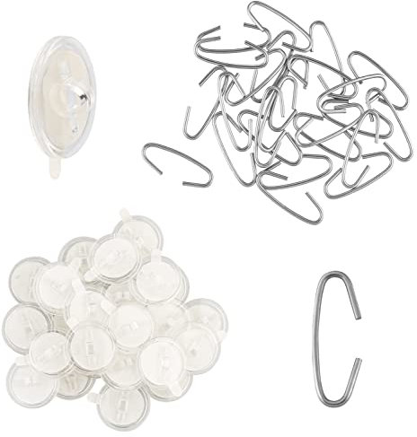 haggiy Klebeösen selbstklebend [Transparent - Kombipack m. C-Haken] | 25 Stück - Klebehaken mit Öse | Deckenhaken, Aufhänger, Klebepads wiederablösbar