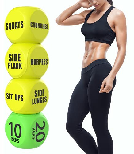 Skywin Workout-Würfel – 2er-Pack, gelb, lustige Übungswürfel für Solo- oder Gruppenunterricht, 6-seitige Schaumstoff-Fitnesswürfel, tolles dynamisches Trainingsgerät