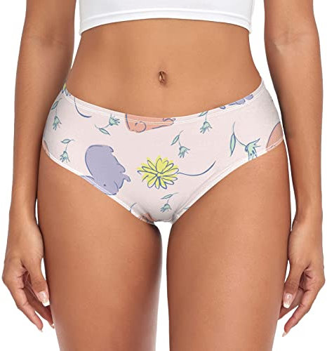 Bambus-Unterhose für Damen, feuchtigkeitsableitend, elastisch, Hipster-Höschen, Osterhasen, Blumen-Unterwäsche für Damen, Osterhasen-Blume, XL