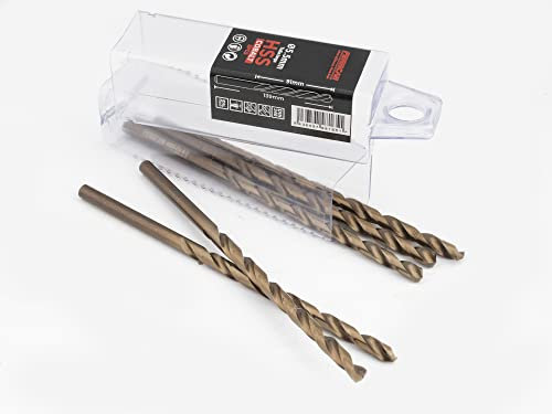 Ferrcan Brocas para metal HSS DIN340 Talla larga M35 5% cobalto para taladrar en acero inoxidable, hierro y otros metales (paquete de 5 unidades por medida) (5.5mm)