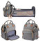 Baby Changing Bag Backpack, Multifunctional Baby Diaper Bags with Folding Baby Bed, Large Capacity Nappy Changing Backpacks with Insulated Baby Bottle Pockets, Changing Mat, Stroller Straps, USB Port