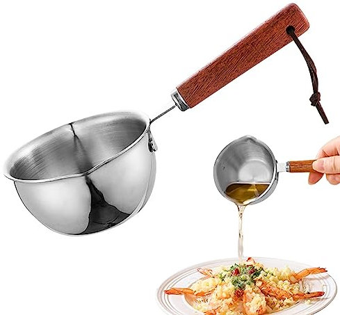 Gcroet Panouure à Lait, Casserole à Induction, Casserole à Lait Sauce antiadhésive Pan de 150 ML de Manche en Bois Pot de Casquette en Acier Inoxydable pour Induction