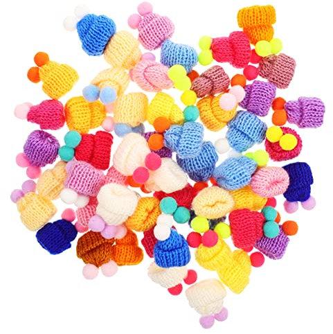 COHEALI Miniaturhüte 50 Stück Mini-Mützen Lutscher Weihnachtsmützen Mini-Mützen Für Heimwerker Dekorative Strickmützen Miniatur-Puppen Handdekoration Weihnachtsdekoration Mini-Mützen
