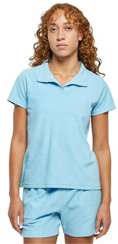 Urban Classics Damen Polo Shirt Ladies Towel Polo Tee balticblue 4XL