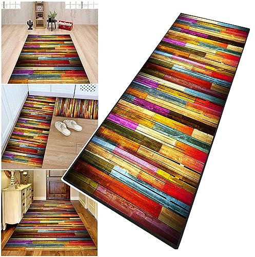 RAUMPA Teppich Läufer Flur Küche Waschbar rutschfest Mit Muster 80x400 cm Lang Küchenläufer Küchenteppich Teppichläufer Flurteppich Küchenmatte, Teppich für Eingangsbereich Wohnzimmer Schlafzimmer