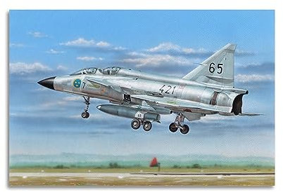 LADV Vintage Kampfflugzeug Poster Saab SK-37 Viggen Dekorative Malerei Leinwand Wandkunst Bild 60 x 90 cm