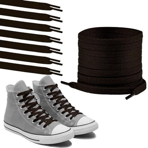 Polly Online 1 paio di lacci per scarpe da ginnastica, piatti da ginnastica, 8 mm di larghezza, lacci piatti per scarpe da ginnastica da corsa atletica, scarpe da ginnastica e stivali, Marrone Scuro