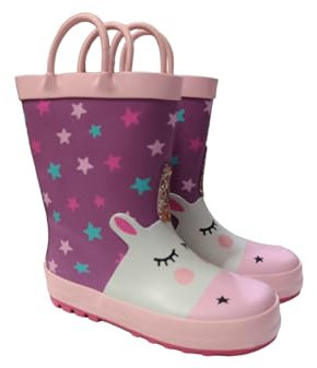 MR. TIGGLE STIVALE IN GOMMA BAMBINA FANTASIA UNICORNO,SCARPA ANTI PIOGGIA IN GOMMA MORBIDA E FODERATA IN TESSUTO. NUMERAZIONE DAL 22 AL 35 (34)