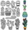 CRASPIRE Cactus Clear Stamps Pot Plants Words Reusable Retro Transparent Silicone Stamp Seals for Journaling Card Making DIY Scrapbooking Photo Album Decorative Notebook Decor
