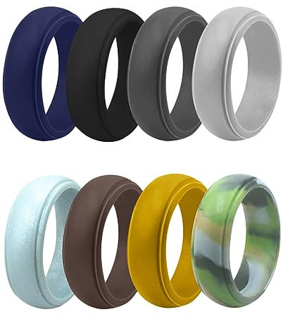 DRESSOOS 8St Silikonring Verlobungsring Silikon Ehering Silikon kletterringe Damenringe Herrenring Sportringe Silikonbänder einstellbar Gummiband Schmuck Zubehör Mann