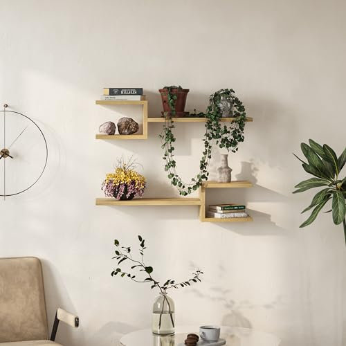 Hocuspicus Stilvolle schwimmende Regale Satz von 2, Moderne Anzeige Wohnzimmer, Büro etc. Organizer für Buch & Zubehör für die Lagerung Wandregale mit Multi Farbe Option (Eiche)