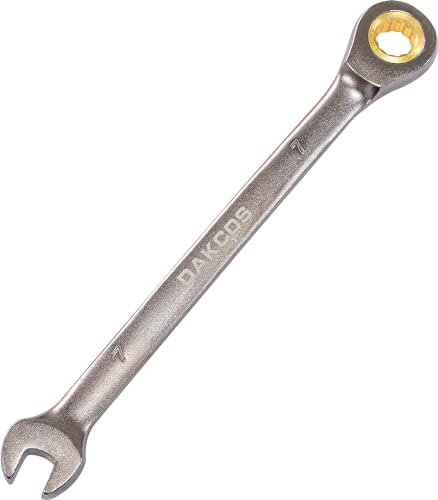 DAKCOS Llave Fija con Carraca Llave Combinada de trinquete de 7mm, Cr-V 72 deintes