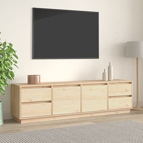 THOYTOUI TV-Schrank, TV Board Fernseher Hi-Fi Standregal TV Regal Mit Stauraum Geeignet für Büro Wohnstube Küche 176 x 37 x 47.5 cm Massivholz Kiefer