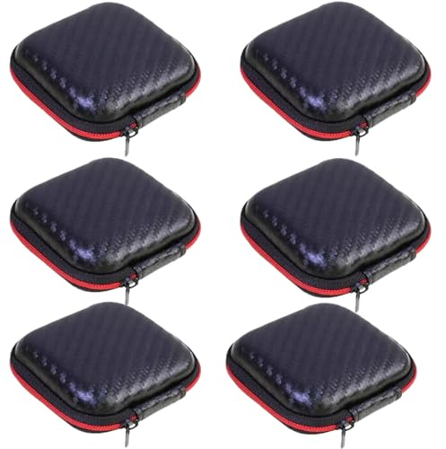 JCKD 6pcs Estuche portátil para auriculares, mini bolsa de EVA, bolsa de almacenamiento,estuche rígido con cremallera para auriculares/Bluetooth/cable de carga/llaves y otros artículos pequeños(negro)