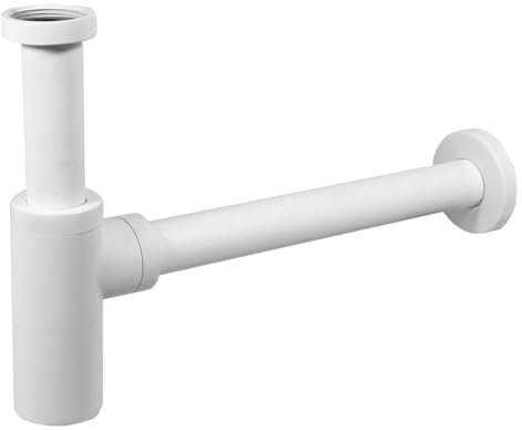 SPARES2GO Siphon de lavabo réglable en laiton de luxe 40 mm (blanc mat)