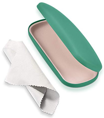 AkoaDa Brillenetui, Universell neutral Brillenetui Hartschalenetui, Geeignet für kleine und mittlere Gläser - DunkelGrün