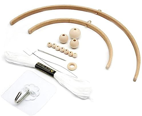 Mobiles Rahmen Kit, Holz mobiler Rahmen Kit Wind Chimes Material Perlen Bell Frame Hanger Making Kit Crib Bettdekoration Spielzeugstil 1, Mobile Frame Making Kit Kit