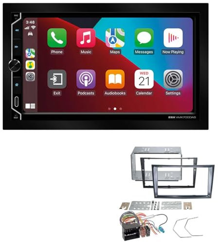 ESX VMX700DAB 2-DIN Autoradio kompatibel mit Wireless Apple CarPlay Android Auto Bluetooth DAB+ passend für Opel Corsa D 2006-2014 Stealth Black ohne Canbus