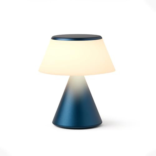 Lexon Lampe de chevet tactile LUMA S, veilleuse sans fil avec variateur d'intensité et synchronisation multi lampes, 9 couleurs LED, Rechargeable, Aluminium - Bleu Sombre