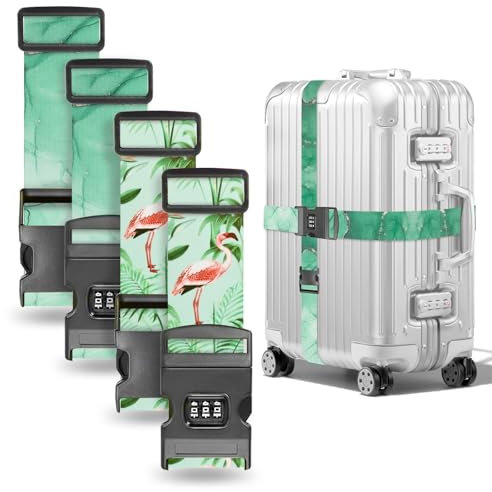 Koffergurte 4 stück,kofferband auffällig,koffergurt mit zahlenschloss,einstellbar kofferband Gurt,koffergurt kreuzgurt,Luggage Strap,Für 28-Zoll-Koffer (GR, 26)
