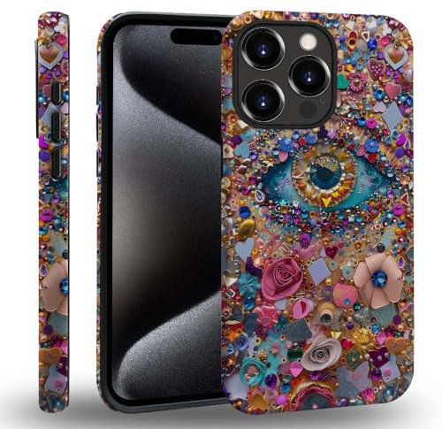 CARLOCA Compatible with iPhone 16 Pro Max Case,Evil Eye Charm Case for iPhone 16 Pro Max Case Soft TPU + Hard PC 2-in-1,Shockproof Anti-Scratch Protective Case for iPhone 16 Pro Max 6.9-inch