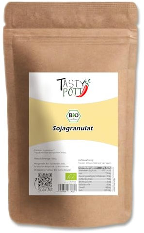 Tasty Pott Bio Sojagranulat I Sojabohnen getoastet und geschrotet I Vegane Bolognese I Fleischalternative I Müsli Zutat I Soya I Granulat Soja I Im Beutel 1000g (2x1000g)