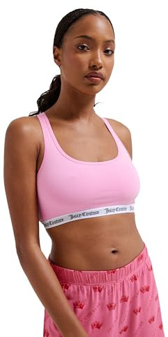 Juicy Couture Damen Verity Bralette Büstier ohne Bügel aus Baumwolle für Sport Freizeit und Fitness BH, Begonia PINK, M
