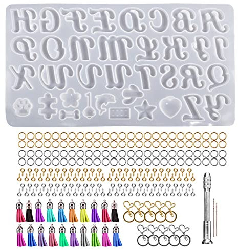 Moldes de resina de silicona, molde de silicona con letras, molde de fundición de resina epoxi, juego de llaveros