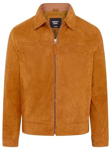 Mens Classic 100% Genuine Goat Suede Leather Harrington Biker Jacket
