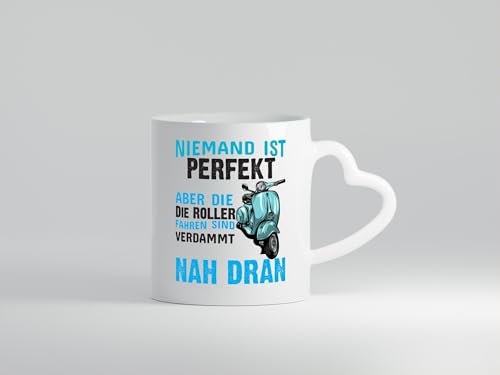 Rollerfahrer | Tasse Mofa | Moped | Roller | Spruch - Herzhenkel Tasse - Kaffeetasse/Geschenk/Familie