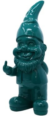 meindekoartikel Mittelfinger Zwerg - Gartenzwerg zeigt Stinkefinger Nachbars liebling Deko-Figur - Höhe 38 cm (Türkis)