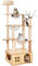 Mekidulu 173CM Arbre a Chat, Bois, avec 1 Condo, 3 Bol, 13 Griffoirs, 5 Plateformes,3 Balles de Jouets，Arbre a Chat XXL (M07 Couleur du Bois)