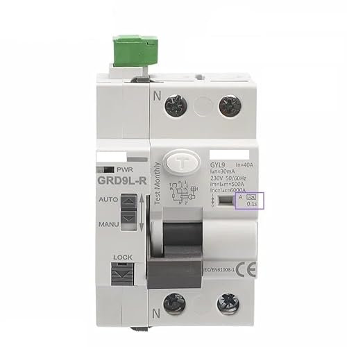 KRIECK Diferencial Rearmable,Interruptor Diferencial Interruptor diferencial automático Tipo A 40A 63A 30mA 100mA 300mA Interruptor de Seguridad diferencial automático(2P-40A-30mA)