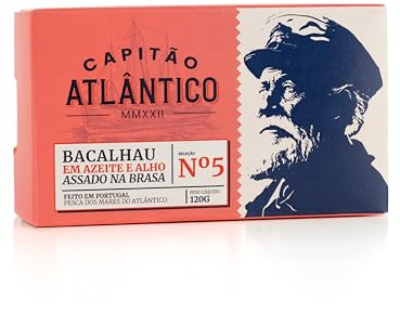 Filetti di merluzzo alla griglia in olio d'oliva con aglio - latta da 120 g | Baccalà alla portoghese | Alto contenuto proteico | Pronto da mangiare | Pesce in scatola gourmet