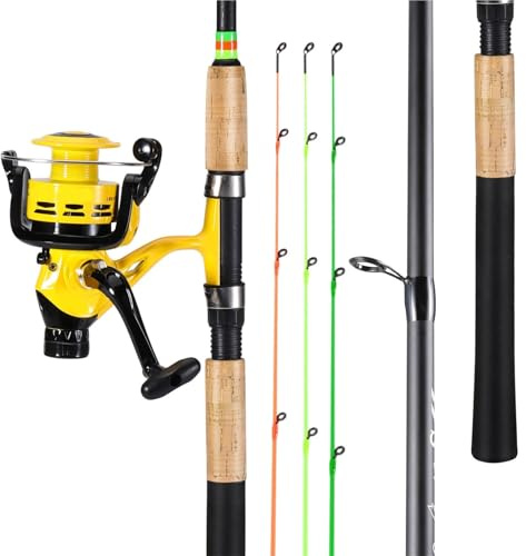 ZWCSHUU 3,0 m Lange Feeder-Angelrute und Angelrolle, 6 Abschnitte, 24 Zähne, Karbonfaser-Spinn-Reiserute und 3 Modell-Spinnrolle Angelruten Kombi-Set(3.0m Rod 4000 Reel)