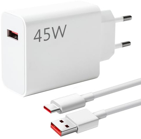 45W Cargador y Cable USB C para Xiaomi Redmi Note 14 Pro 5G, Rápida Carga Turbo Adaptador Cargador y 6A Cable Tipo C 1M para Xiaomi Pad 7 6 5 Poco X7 M7 M6 Redmi Note 13 POCO Pad M6 Mi 10T Lite K80Pro