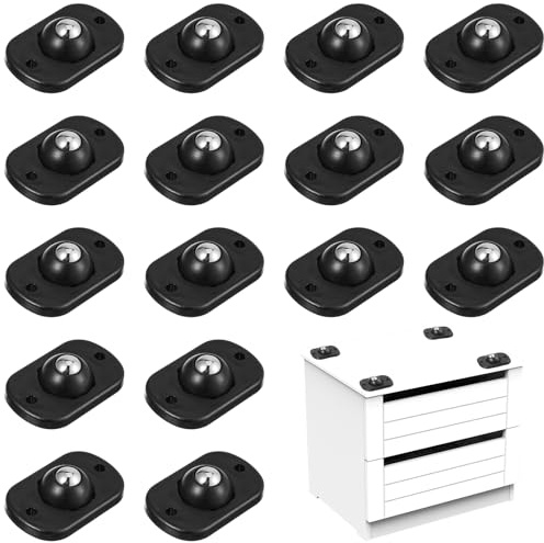 16 Pcs Self Adhesive Caster Wheels, 360°Swivel Mini Caster Wheels for Small Appliances, Kitchen Appliance Rollers for Air Fryers, Coffee Makers, Trash Can, Storage Boxes (Black)