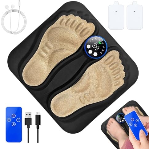 Nkmifeg Massaggio EMS Piedi Con Telecomando | Dispositivo di Massaggio dei | Piedi - Stimolatore Elettrico Portatile Per Adulti Attivi