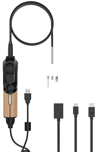 Caméra Endoscopique THINKCAR TES102 avec Éclairage, Endoscope HD de 0,21 Pouce avec 6 LED Réglables, Caméra Semi-Rigide Étanche IP67, Endoscope D'inspection avec Prise de Vue Instantanée en Un Clic