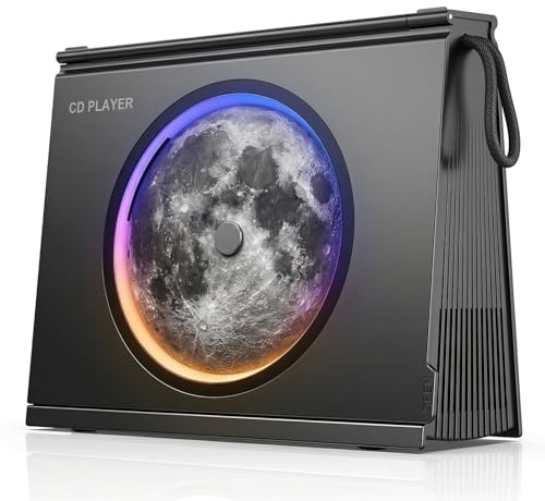 Gueray Lettore CD Portatile con Luci Bluetooth 5.3 Altoparlante HiFi Batteria Ricaricabile 4000mAh Design Libreria Indicatore di Carica Uomo Donna per Decorazione Casa o Studio Musica