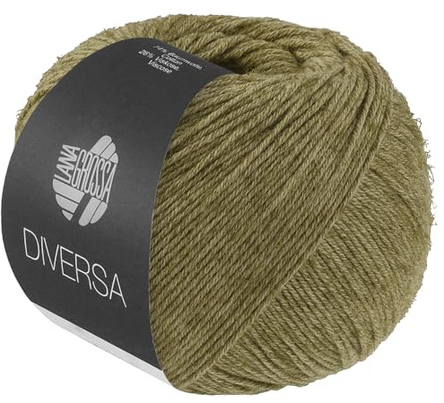LANA GROSSA Diversa | Leichtes Baumwoll-Mischgarn mit zartem Melange-Effekt | Handstrickgarn aus 74% Baumwolle & 26% Viskose | 50g Wolle zum Stricken & Häkeln | 210m Garn FB 33