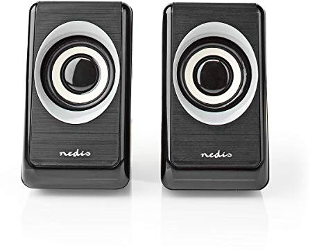 Nedis PC Speakers for Smartphone, Tablet and Laptop, Wired and USB Powered, Portable Speakers with 3.5 mm Jack, Black