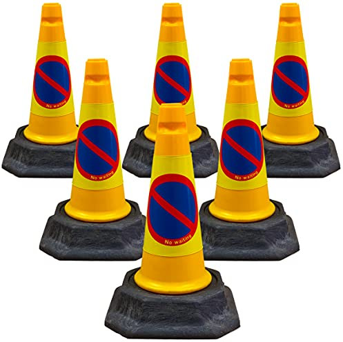 Street Solutions - 6 xNo Waiting Road Traffic Cones 18 (460mm) Self Weighted Safety Cone - 100% Recycled PVC - High Quality, Heavy Duty, Strong and Durable