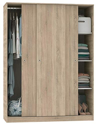 Armario Vestidor Ropero Dormitorio Tibet con Puertas Correderas Estilo Natural en Color Roble Cambrian 150x200x55 cm